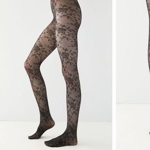 UO Floral Black Tights